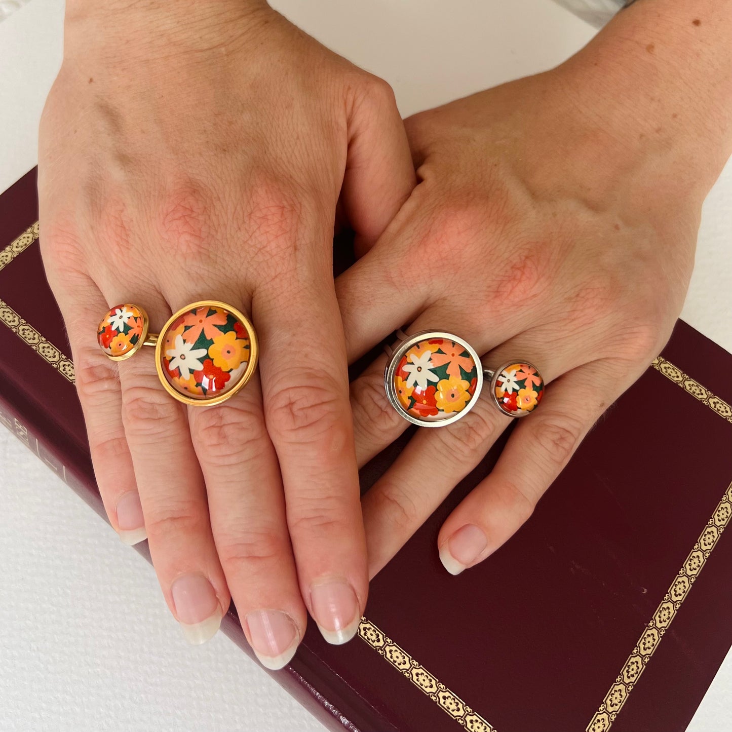 gold colorful liberty Floral Ring