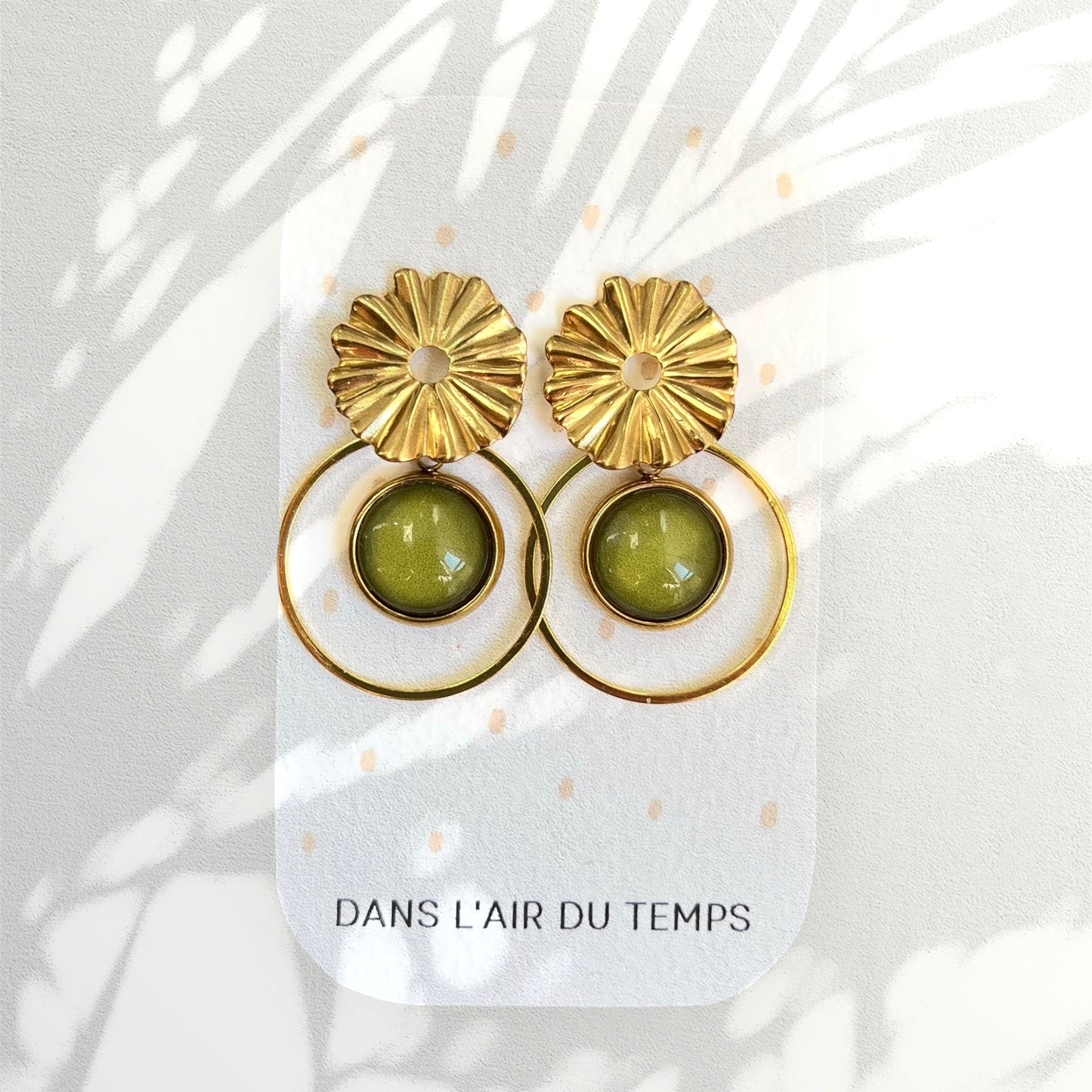 Boucles d'oreilles bohèmes kaki