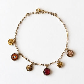Bracelet de cheville breloques mandala marron