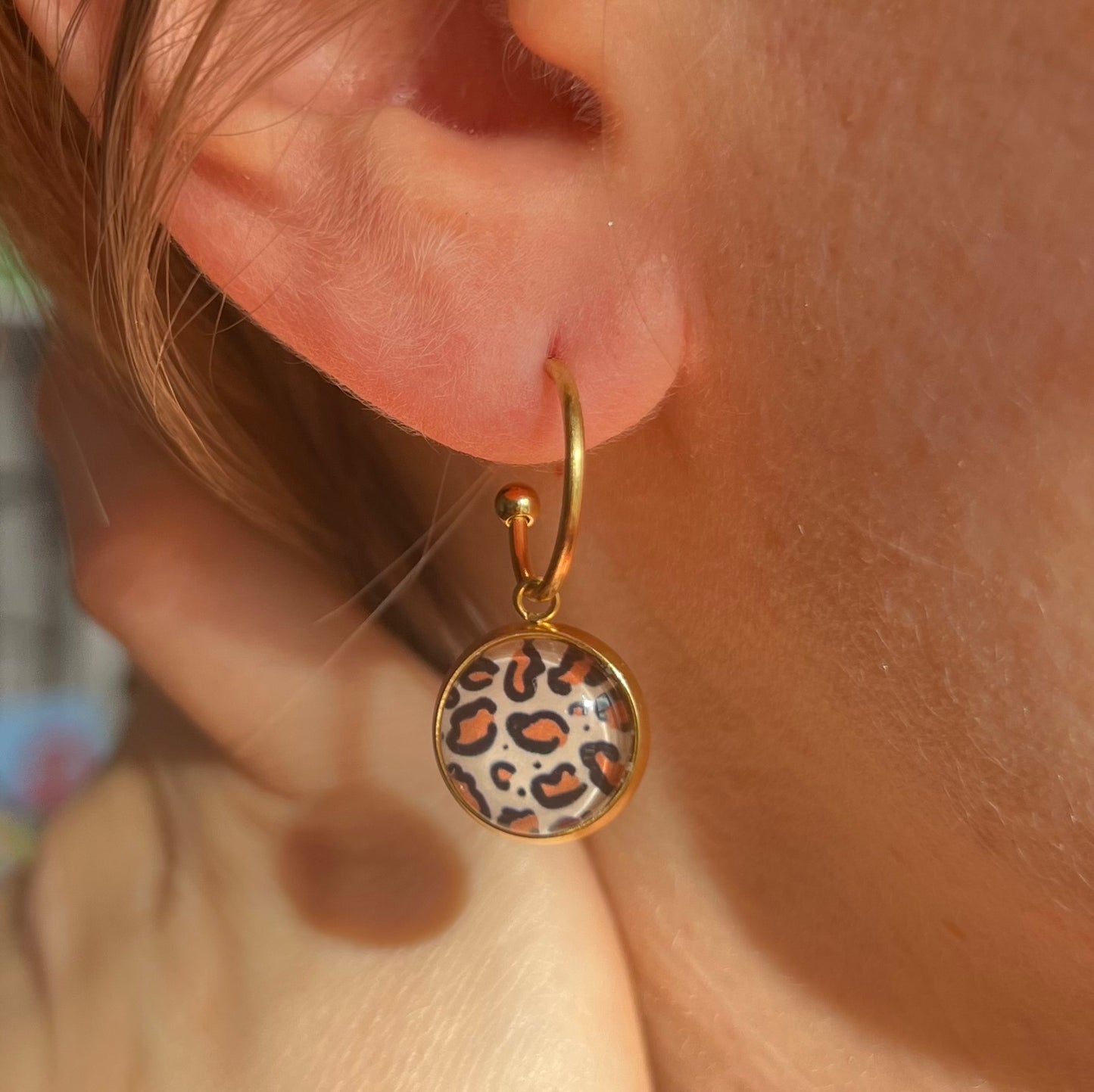 leopard print mini hoop earrings