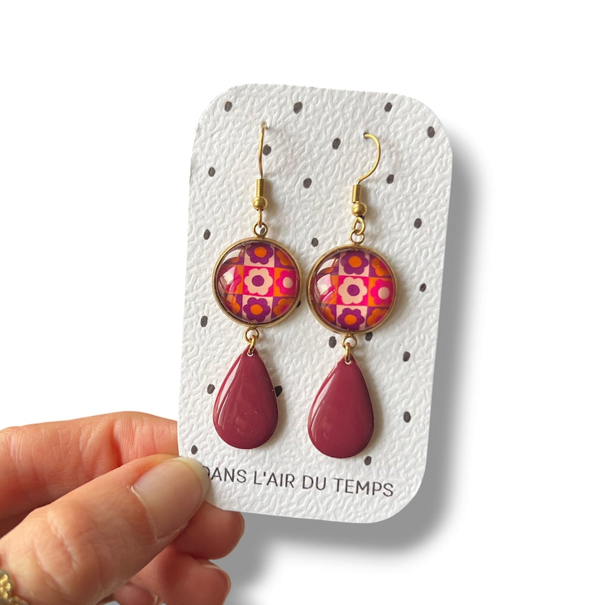 BOUCLES D'OREILLES pendantes fleurs rétro