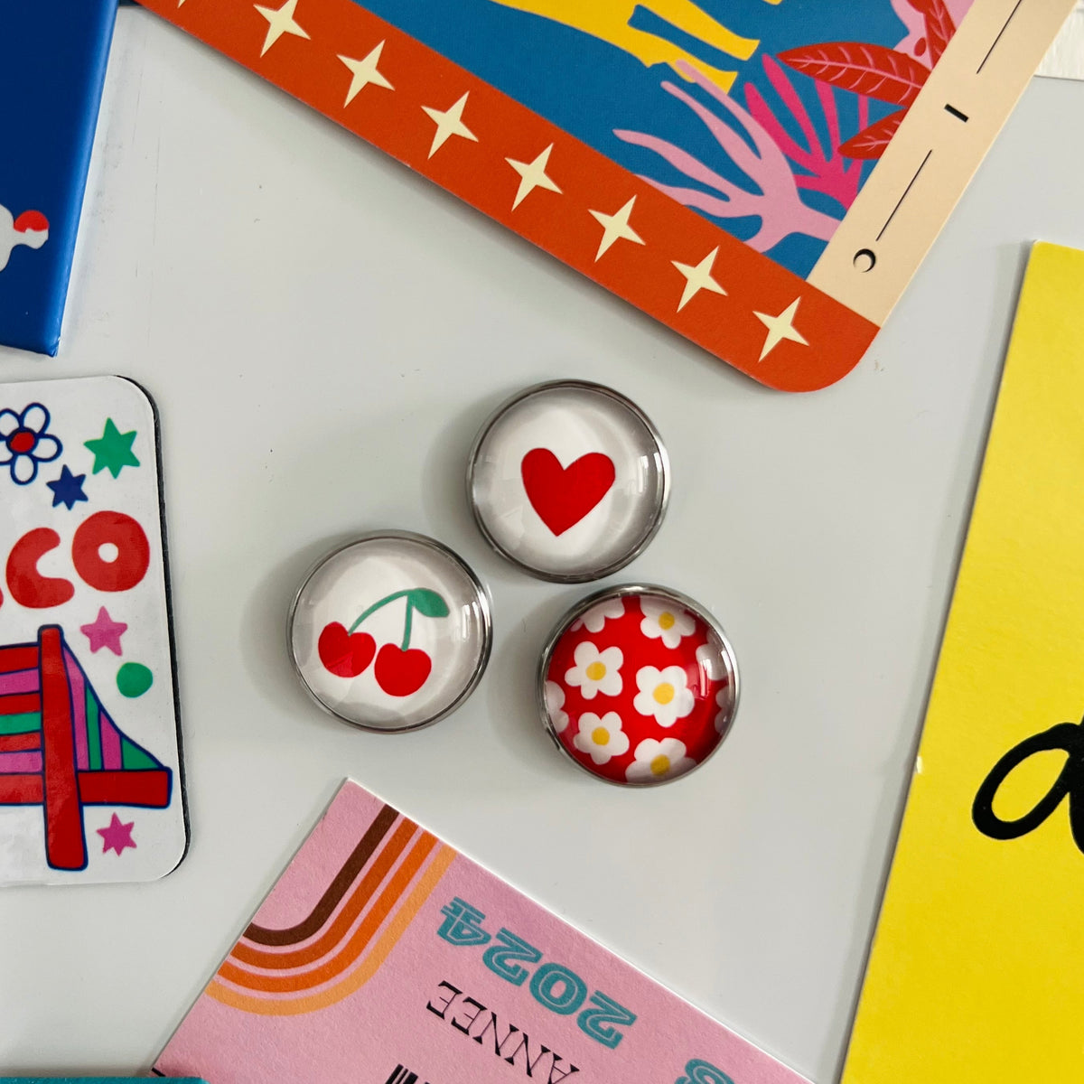 colorful bird pin badge
