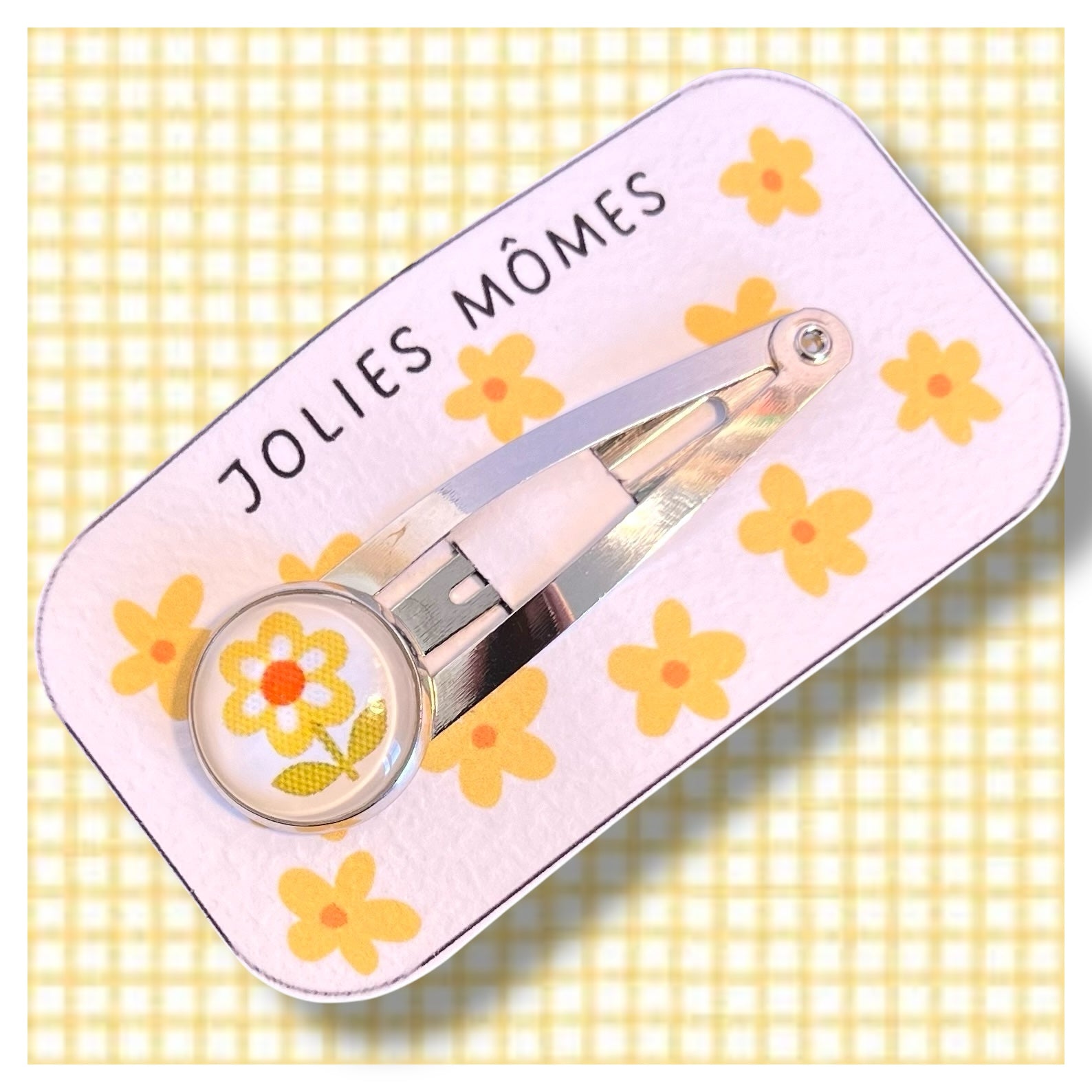 Barrette enfant Fleurs Vintage Orange et Jaune