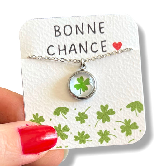 Collier Enfant trèfle vert / Bonne Chance!