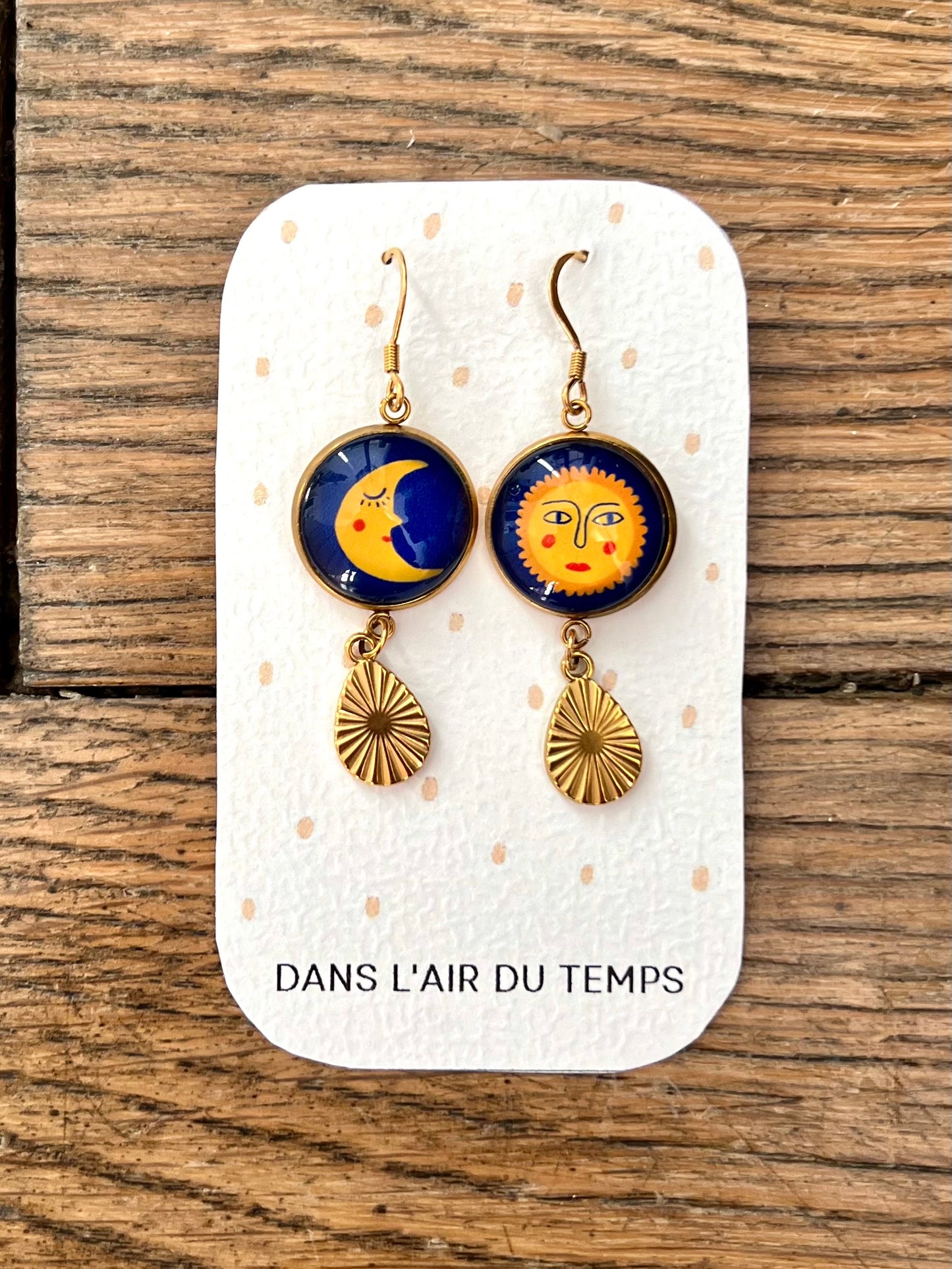 Mismatched Sun and Moon earrings