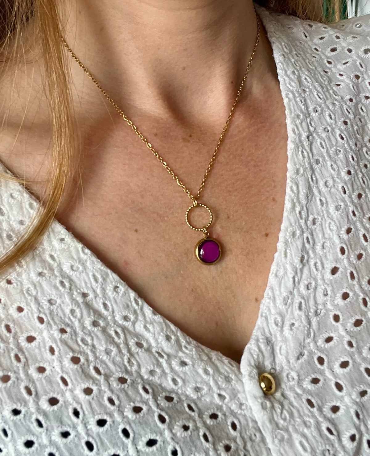 Boho Orange FLORAL Necklace - Golden or silver finish