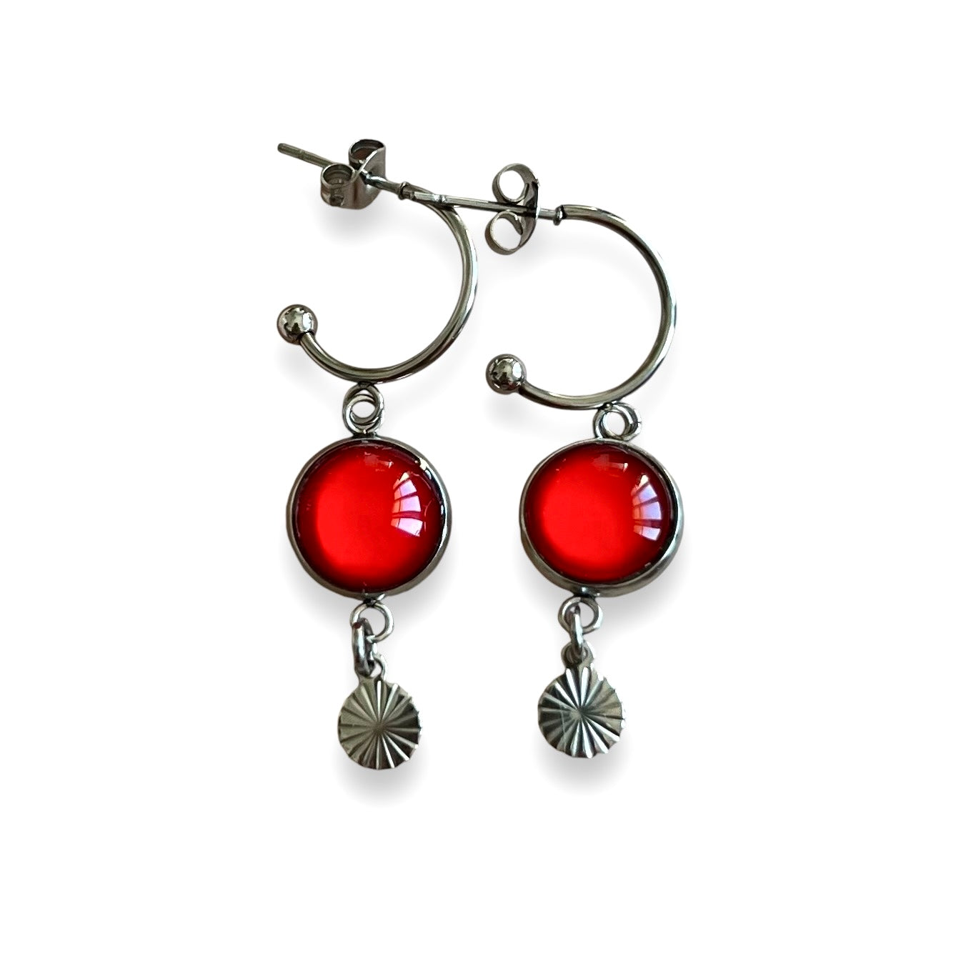 Red golden/ silver HOOP EARRINGS