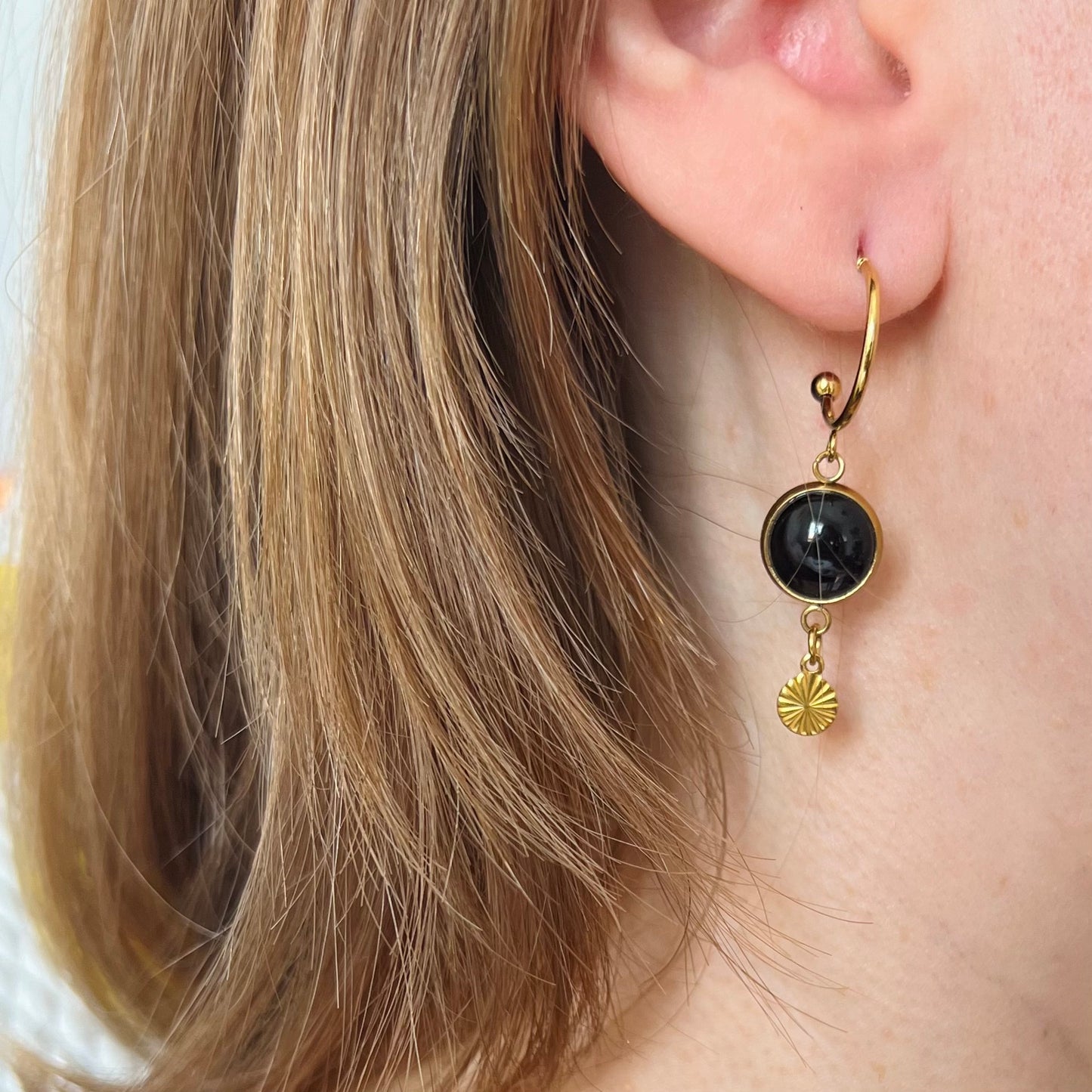 Black golden/ silver HOOP EARRINGS