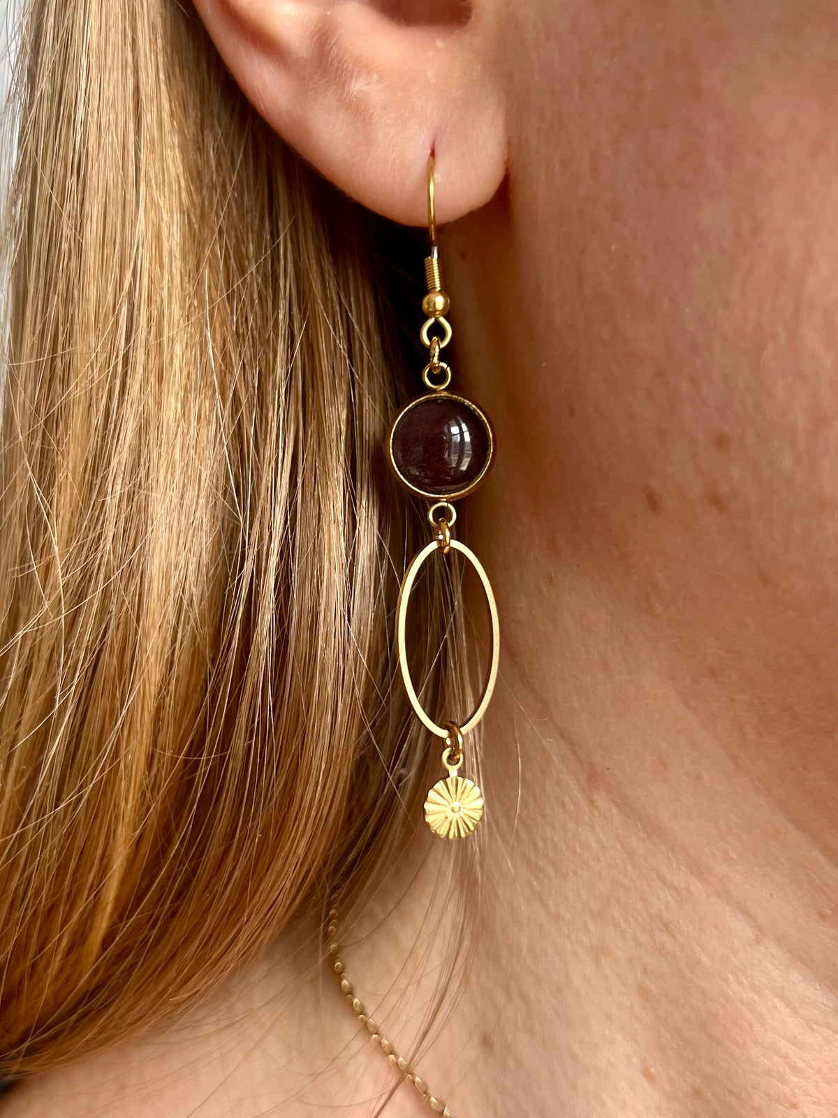 Boucles d'oreilles asymétriques ovales noires