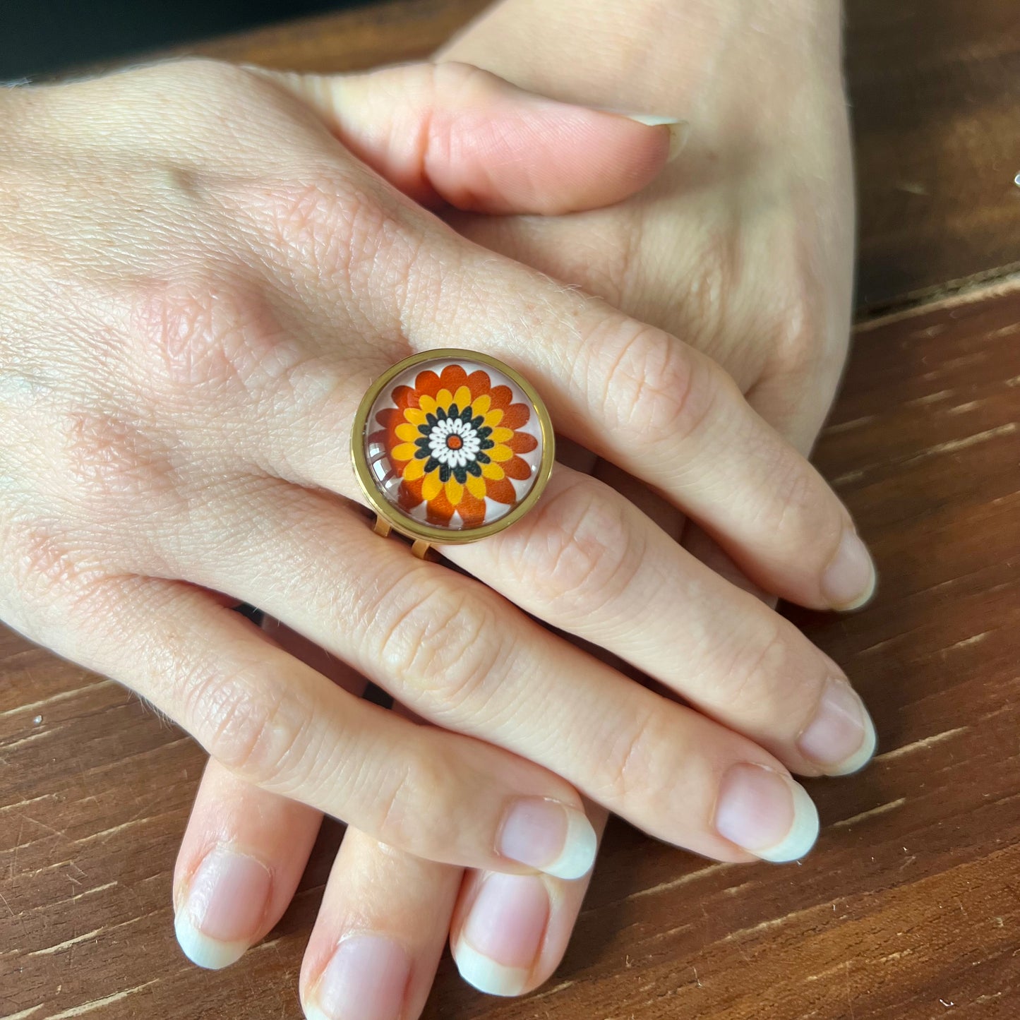 Brown Mandala Ring