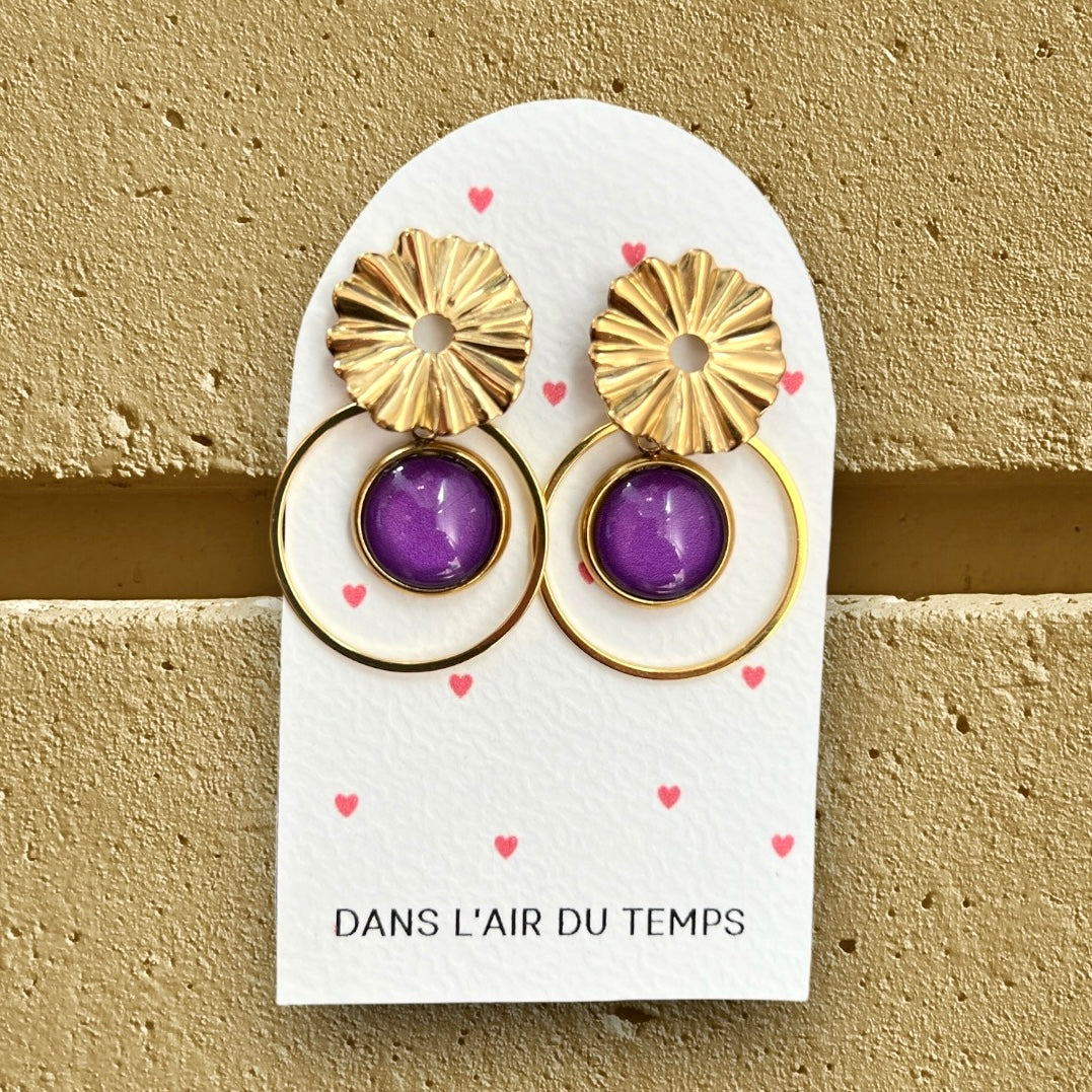 Boucles d'oreilles bohèmes violettes