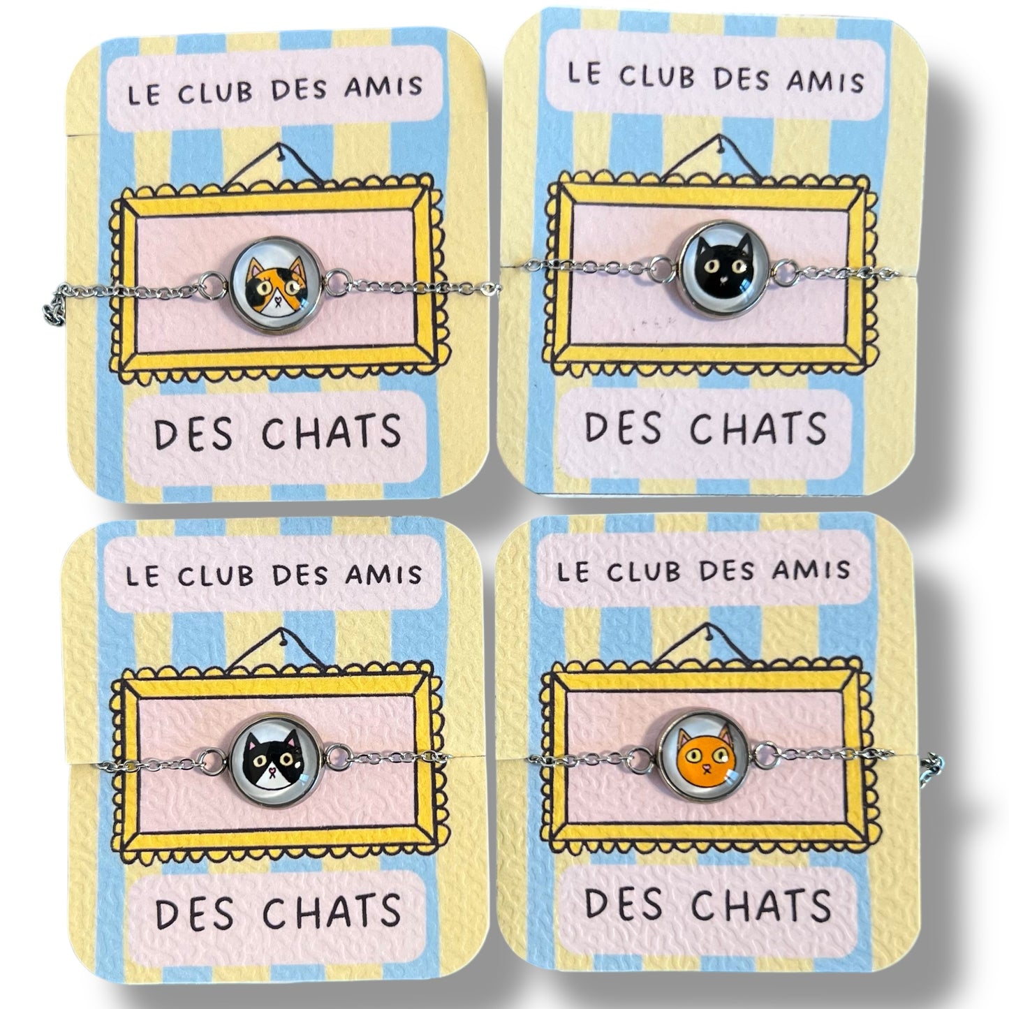 Cute Cats Bracelets for kids, golden or silver finish