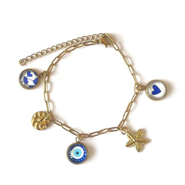 Bracelet breloques œil bleu