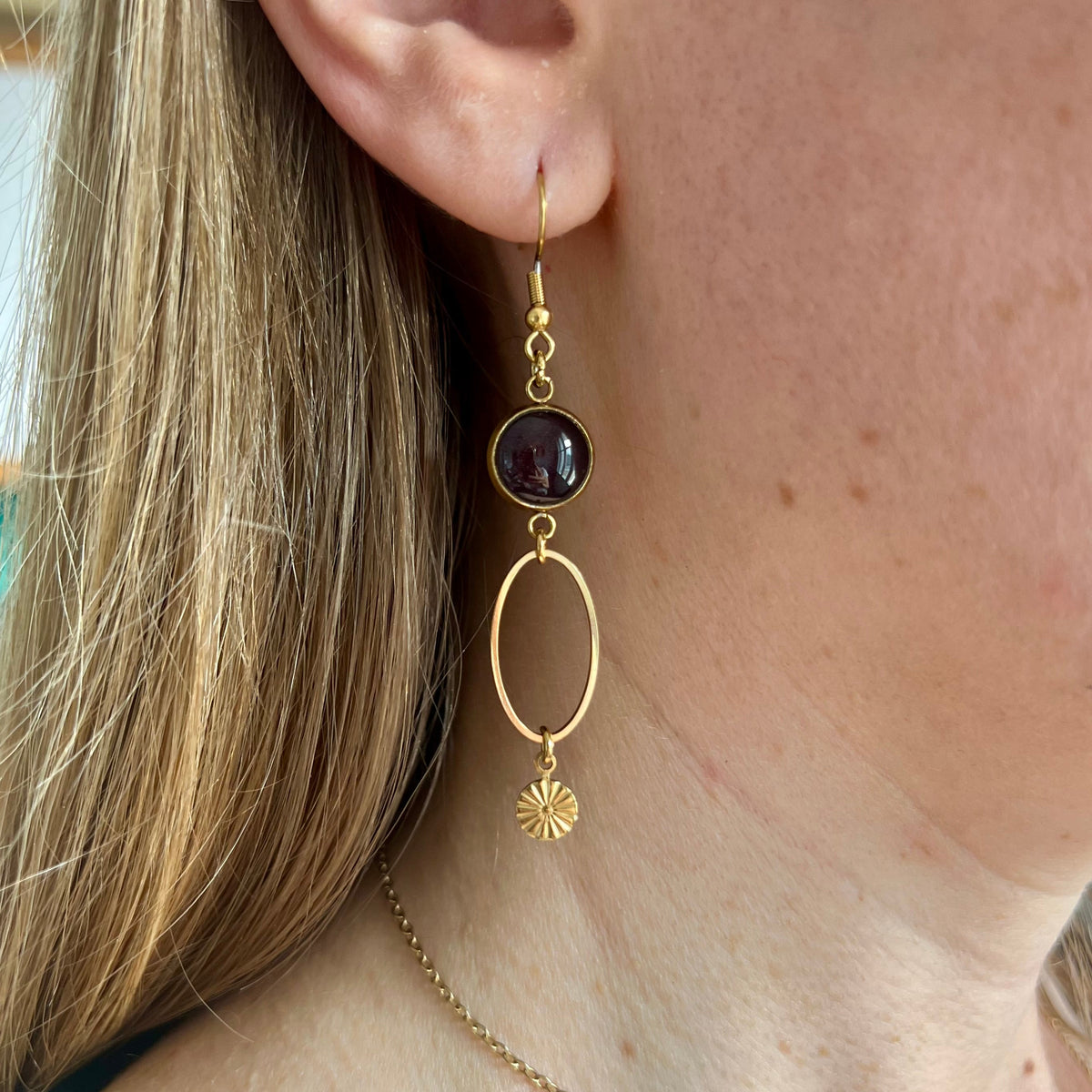 Boucles d'oreilles asymétriques ovales noires