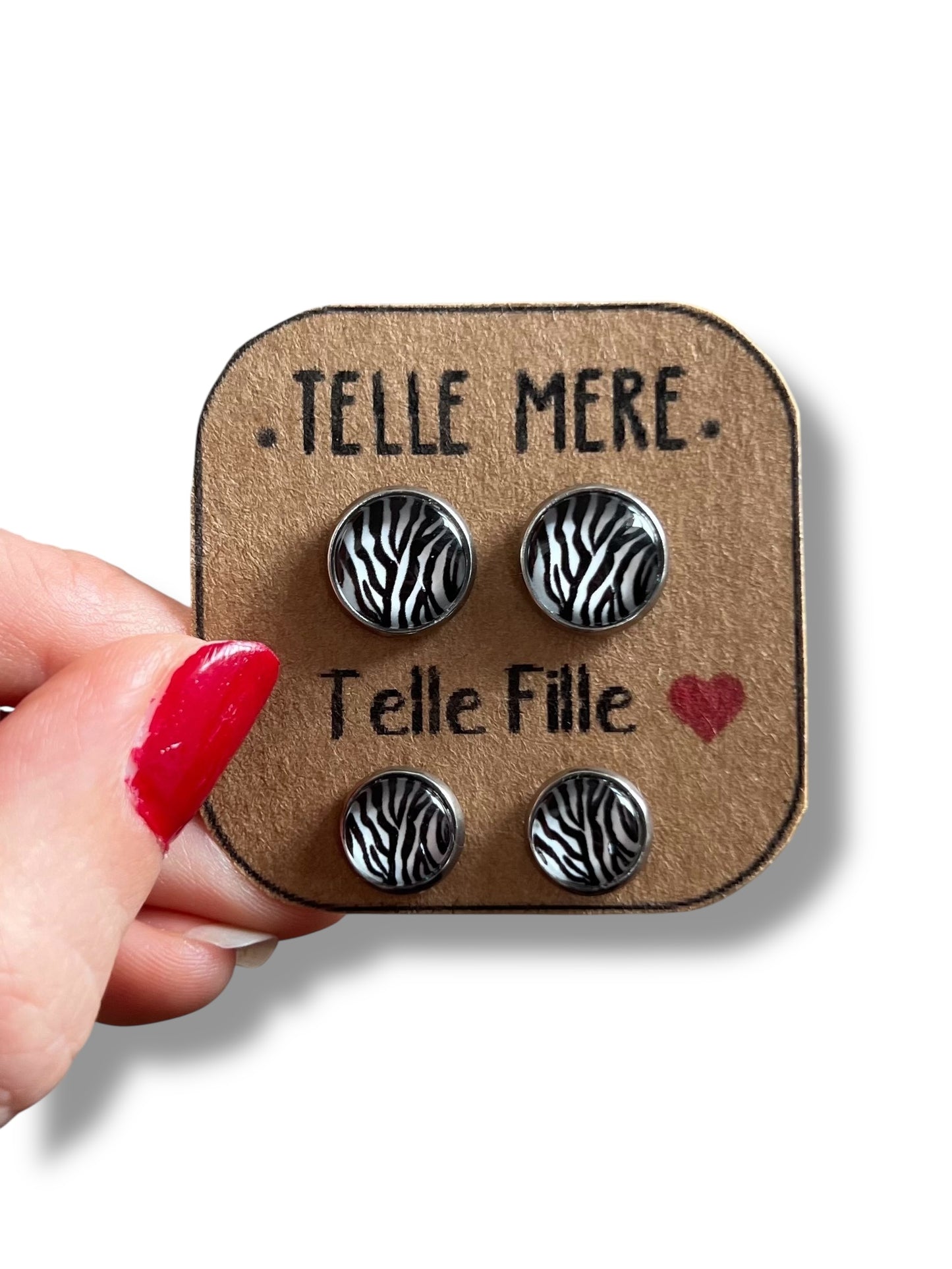 Zebra pattern "Telle mère, Telle Fille!" Stud Earrings