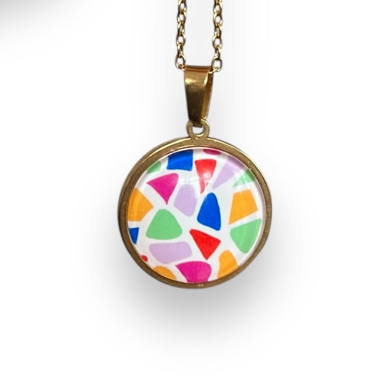 colorful Terrazzo NECKLACE - stainless steel necklace 