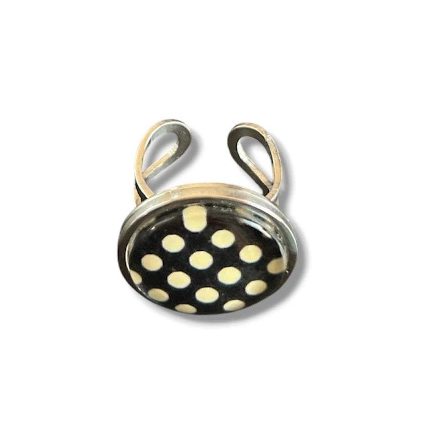 Black and White Polka Dot Ring