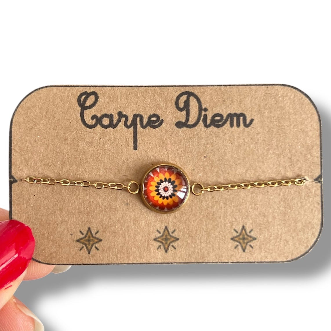 Bracelet mandala marron, finition dorée ou argentée