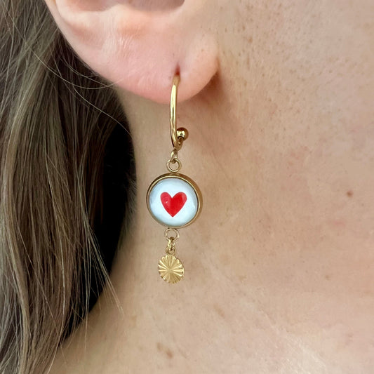 Leopard print mini hoop earrings, golden or silver finish