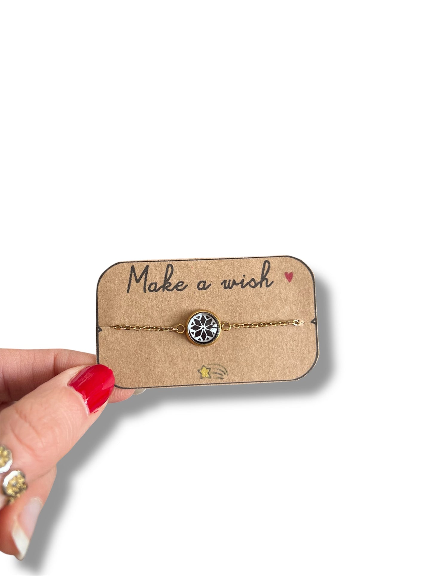 black and white mandala Bracelet, golden or silver finish