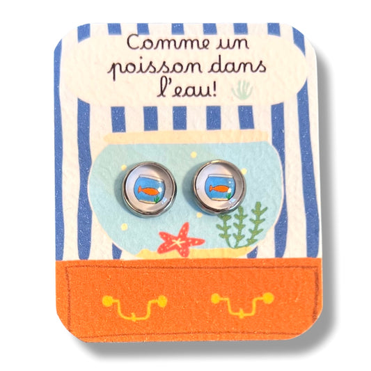 Goldfish Kids Stud Earrings / "Comme un Poisson dans l'Eau"