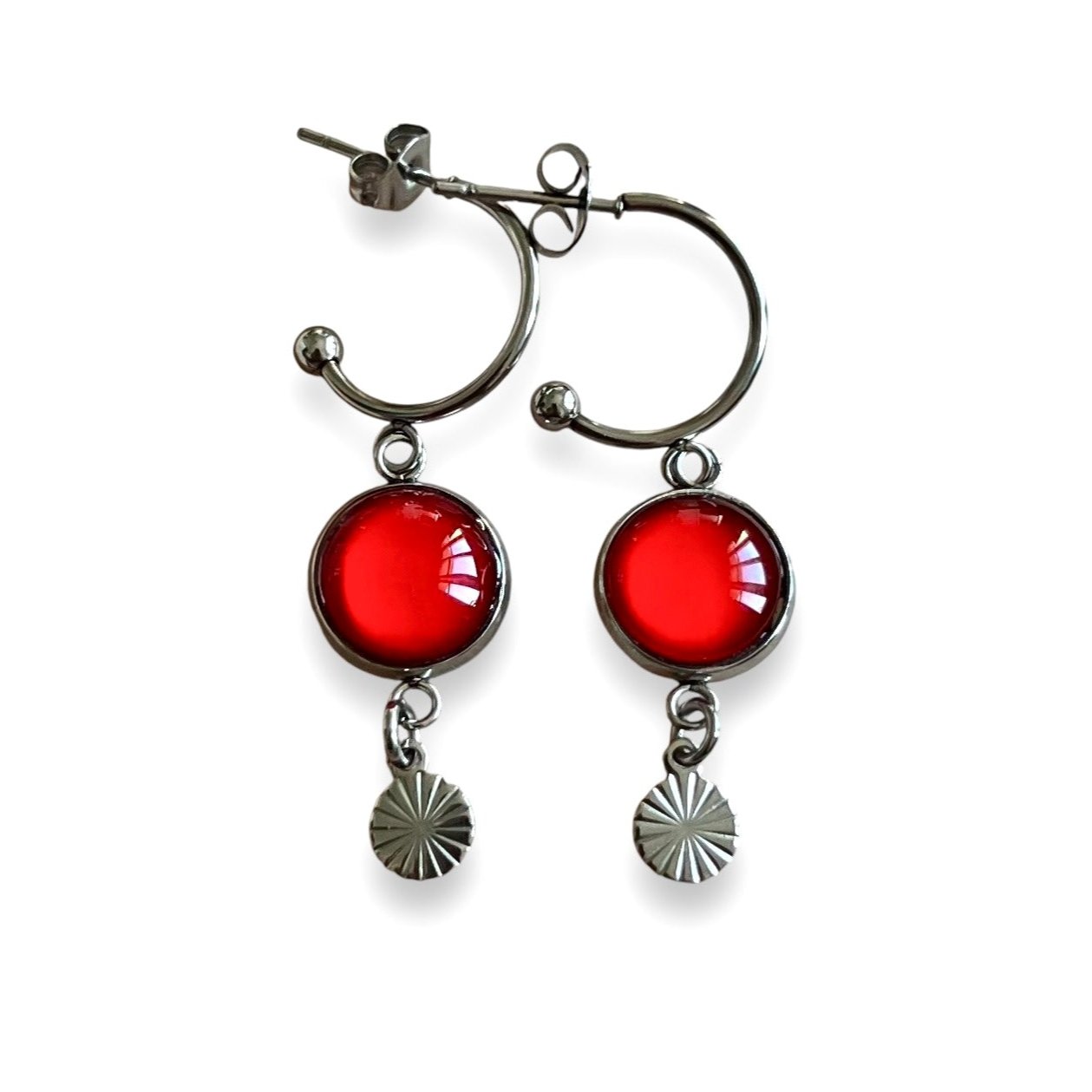 Red golden/ silver HOOP EARRINGS