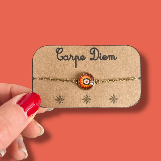 Bracelet mandala marron, finition dorée ou argentée