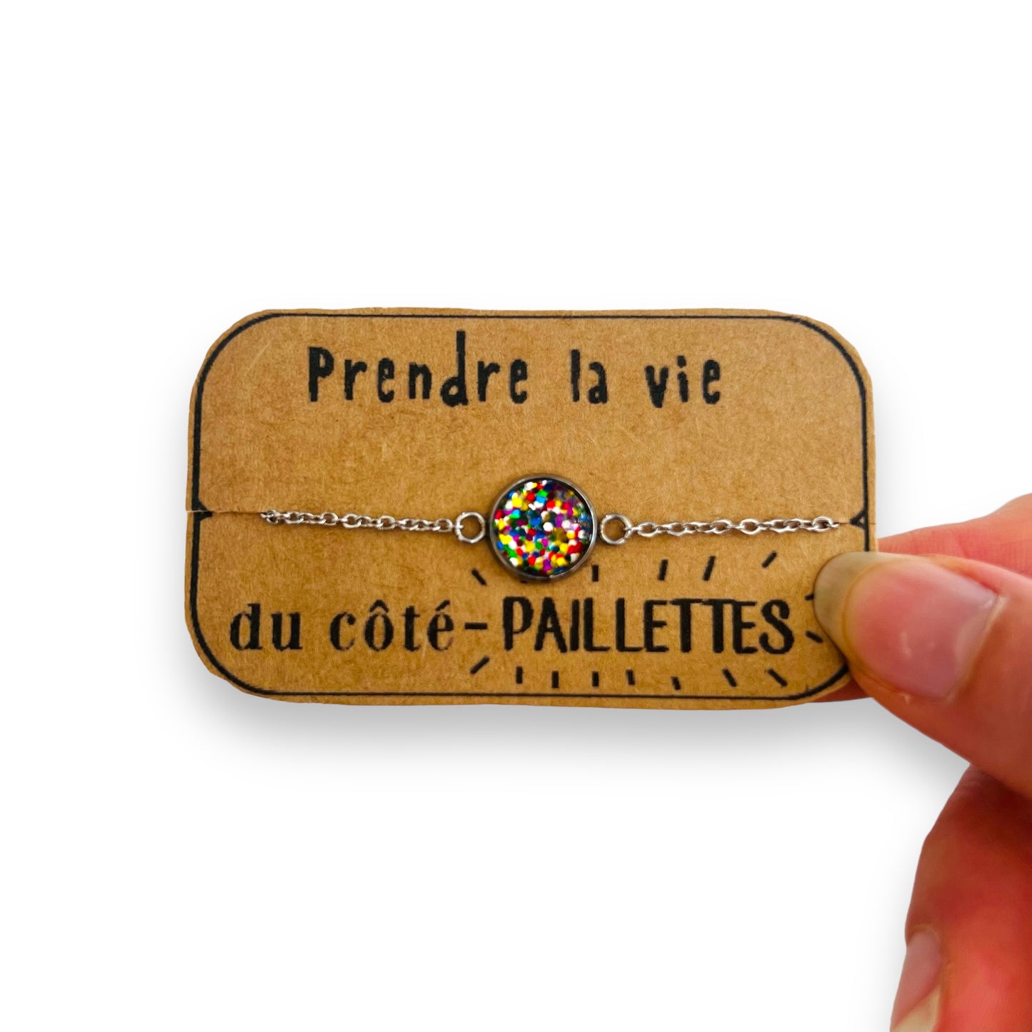 Bracelet Acier Inoxydable Paillettes Multicolores