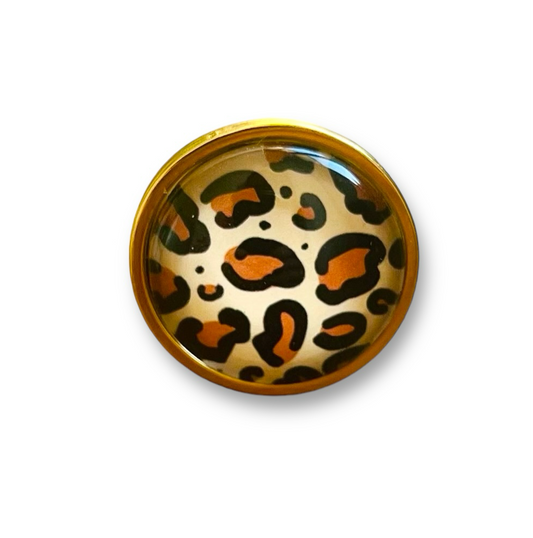 gold / silver leopard print Ring