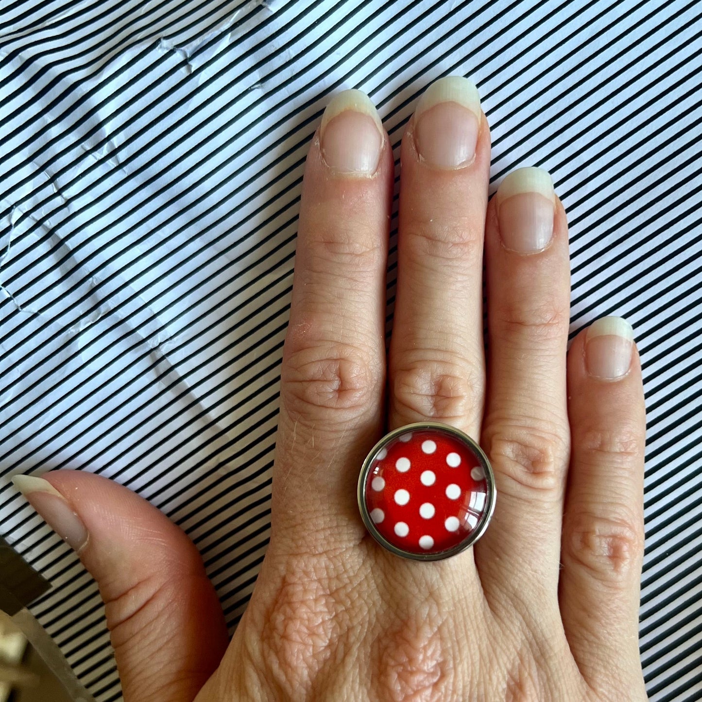 Bague Pois Rouges et Blancs