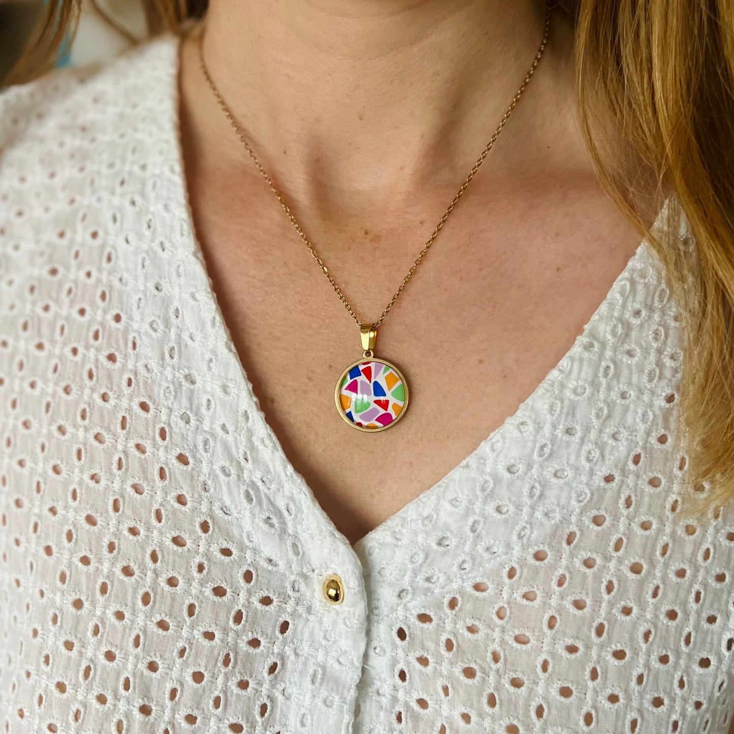 colorful Terrazzo NECKLACE - stainless steel necklace 