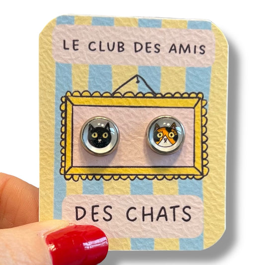 Mix & match Cat Stud Earrings for kids / Le club des amis des chats