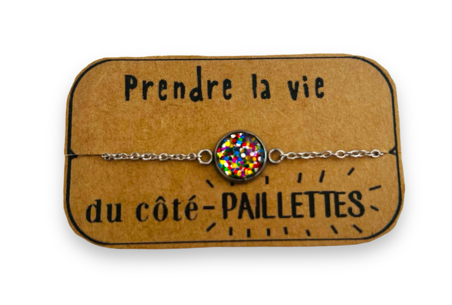 Bracelet Acier Inoxydable Paillettes Multicolores