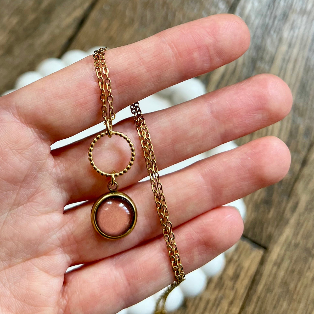 Boho Orange FLORAL Necklace - Golden or silver finish