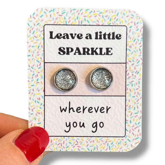 Silver Glitters Kids Stud Earrings / "Leave a Little Sparkle Wherever You Go"