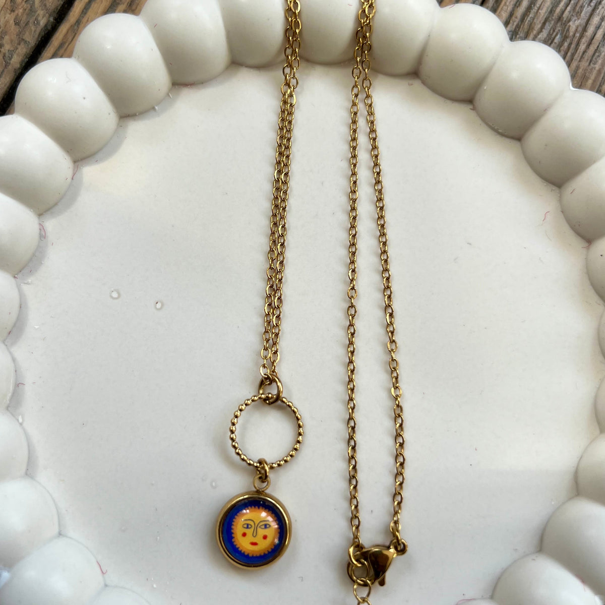 Boho Orange FLORAL Necklace - Golden or silver finish