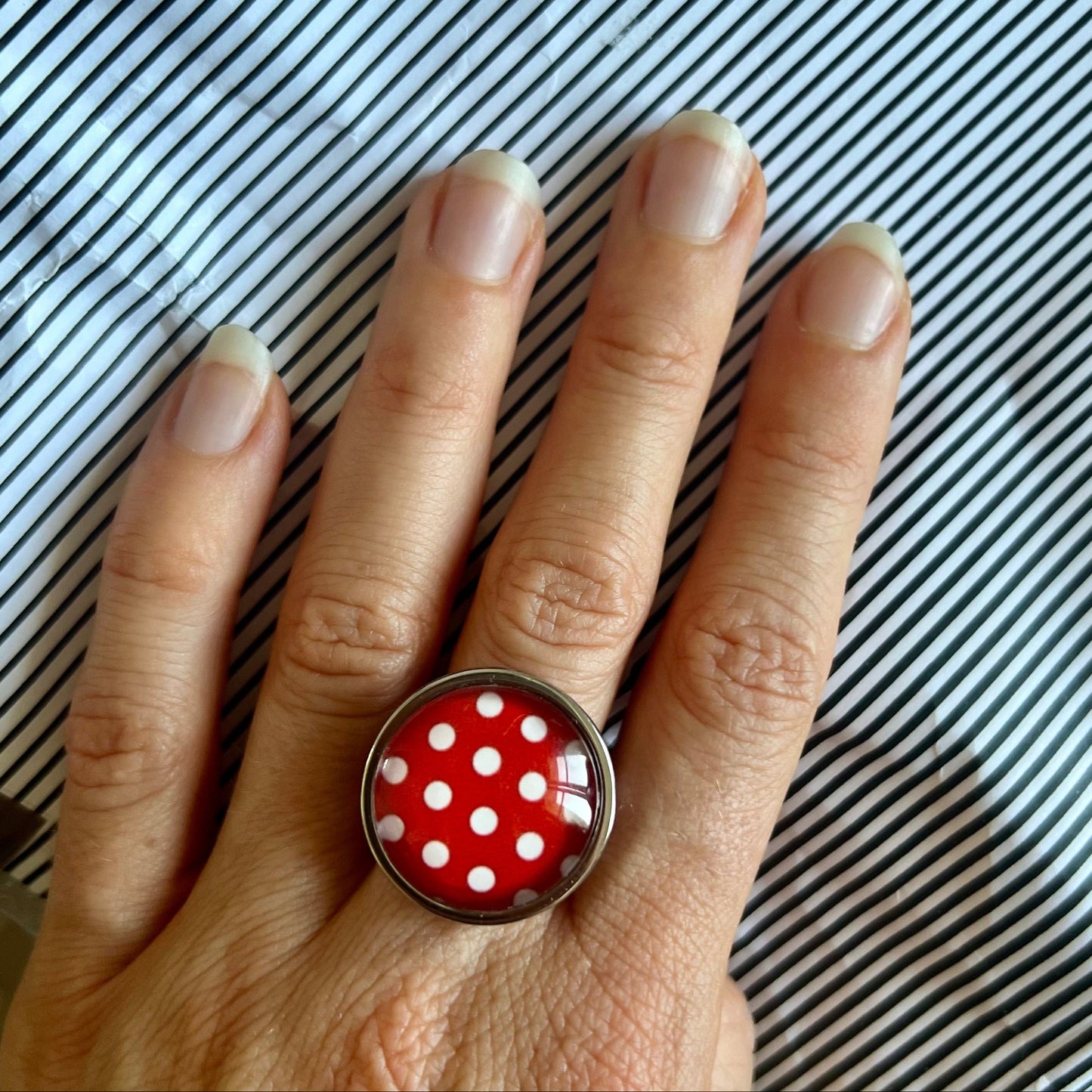 Bague Pois Rouges et Blancs