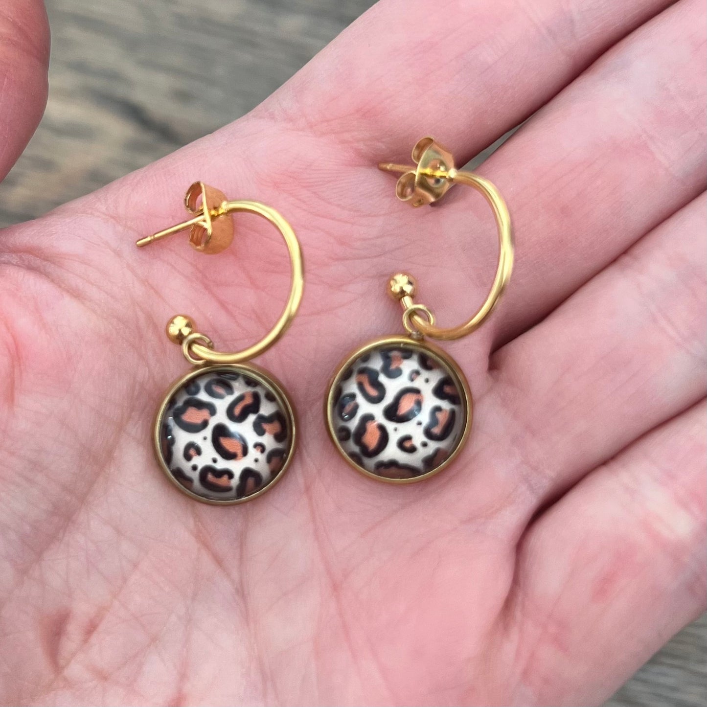 leopard print mini hoop earrings