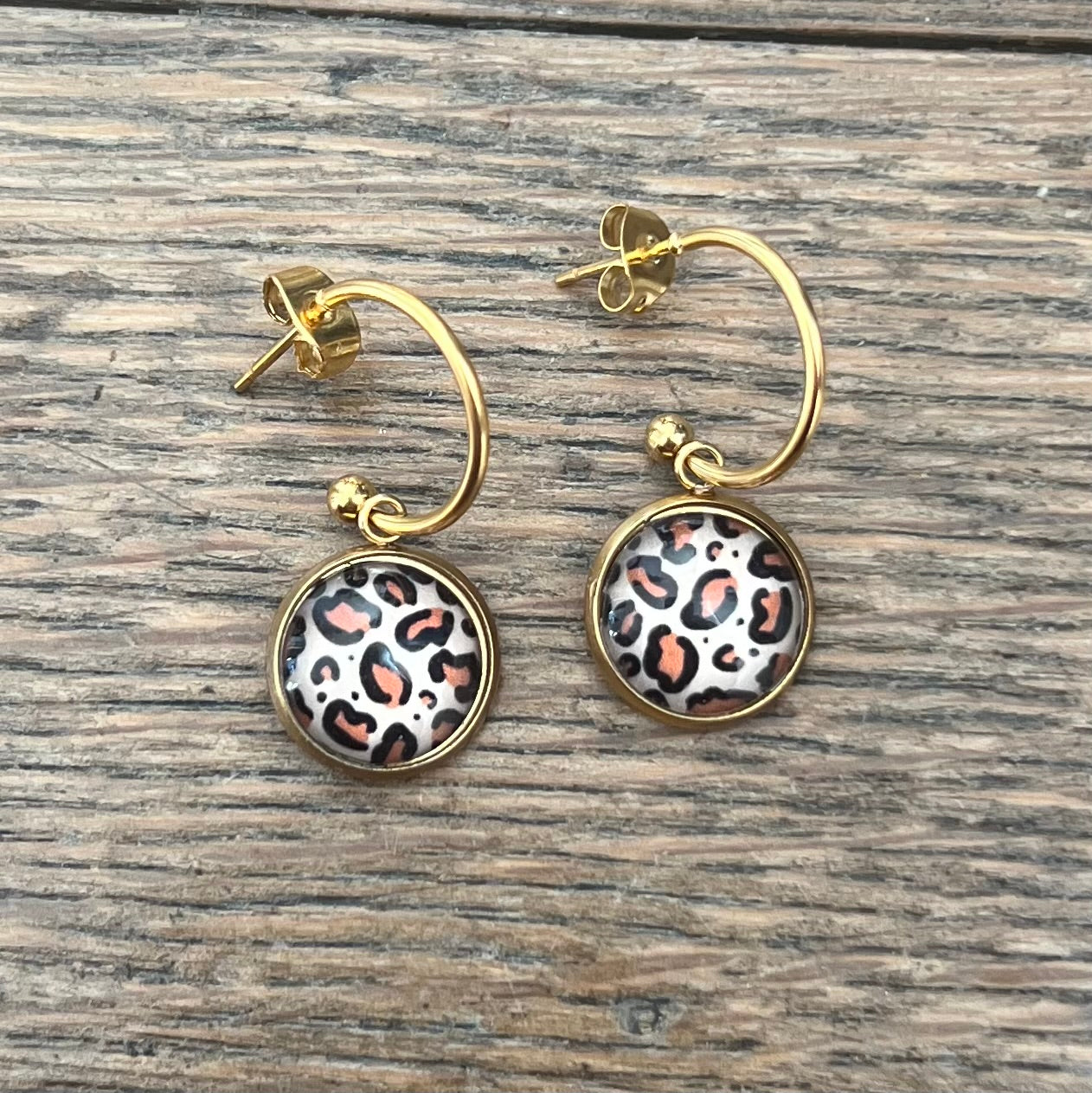 leopard print mini hoop earrings