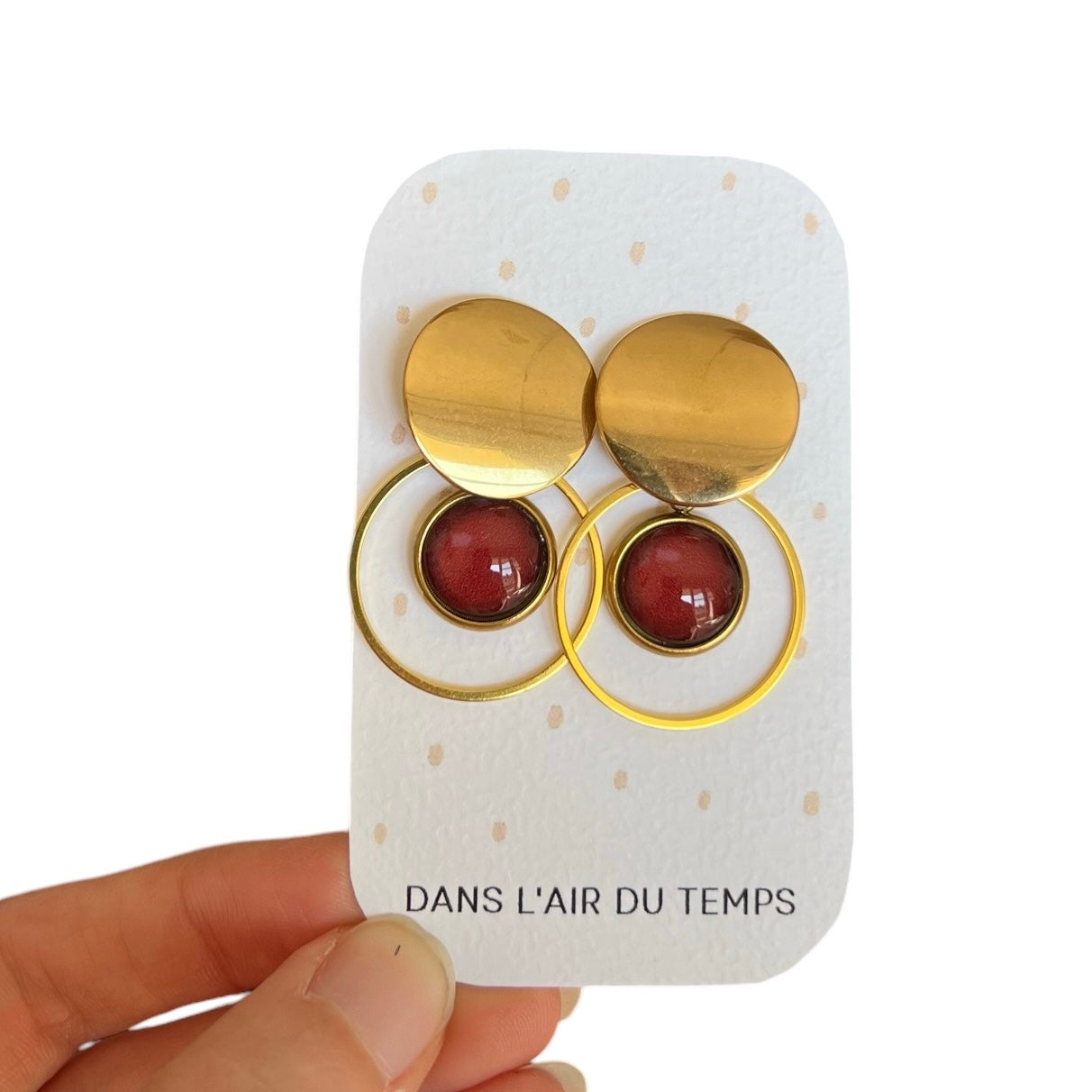 Boucles d'oreilles pendantes bordeaux