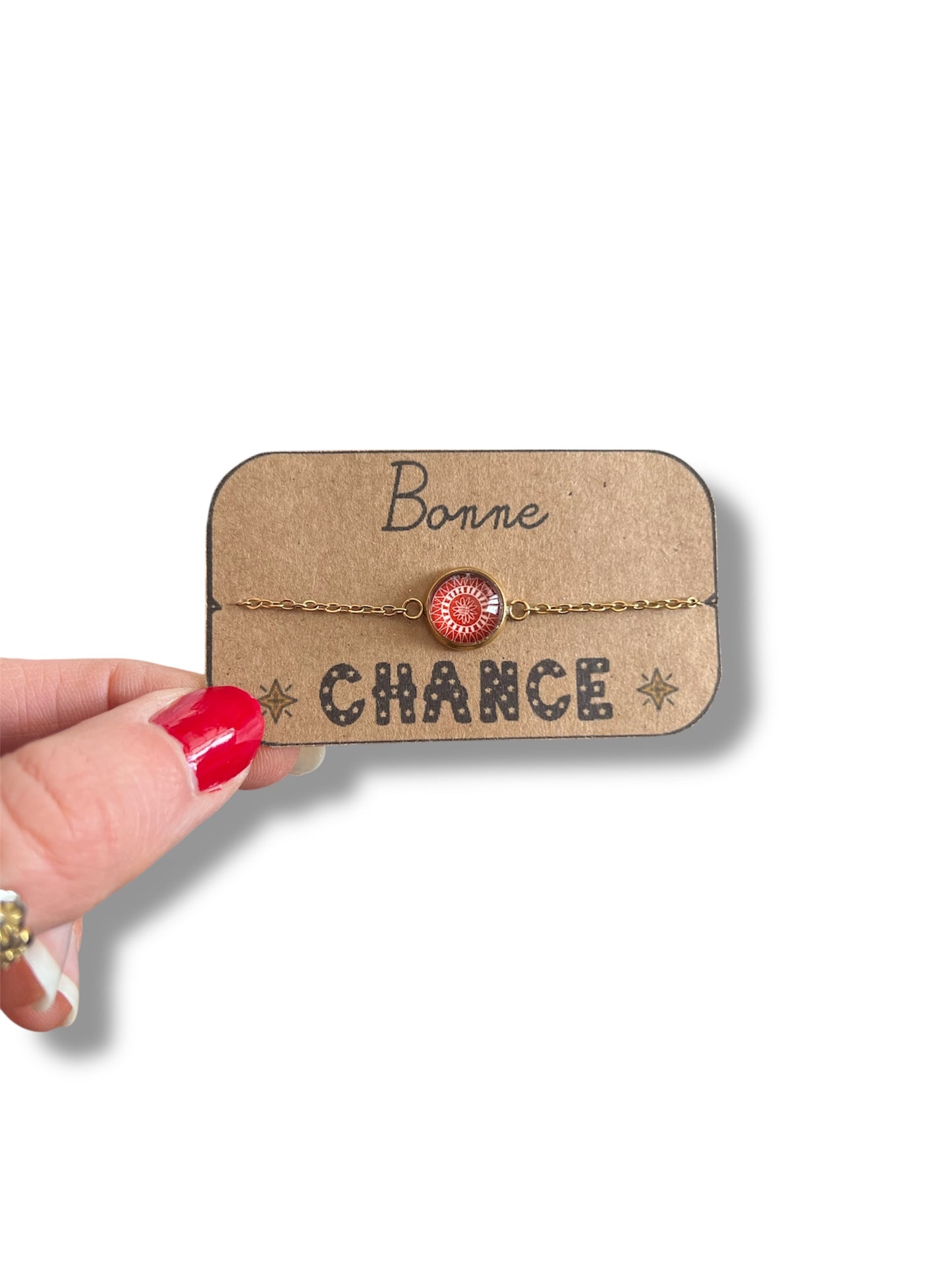 Burgundy mandala Bracelet, golden or silver finish