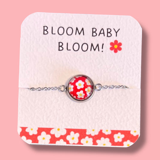 Child red and white flowers Bracelet for kids
