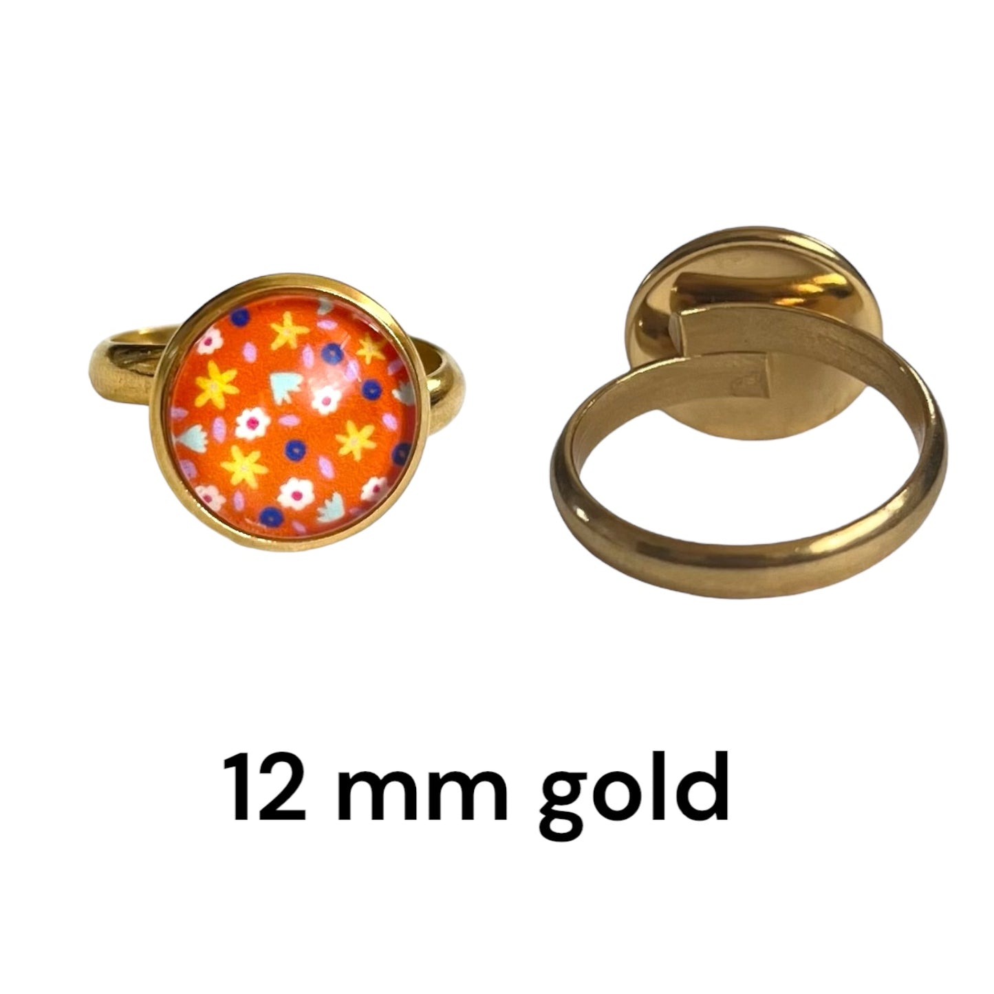 gold Orange Floral Ring