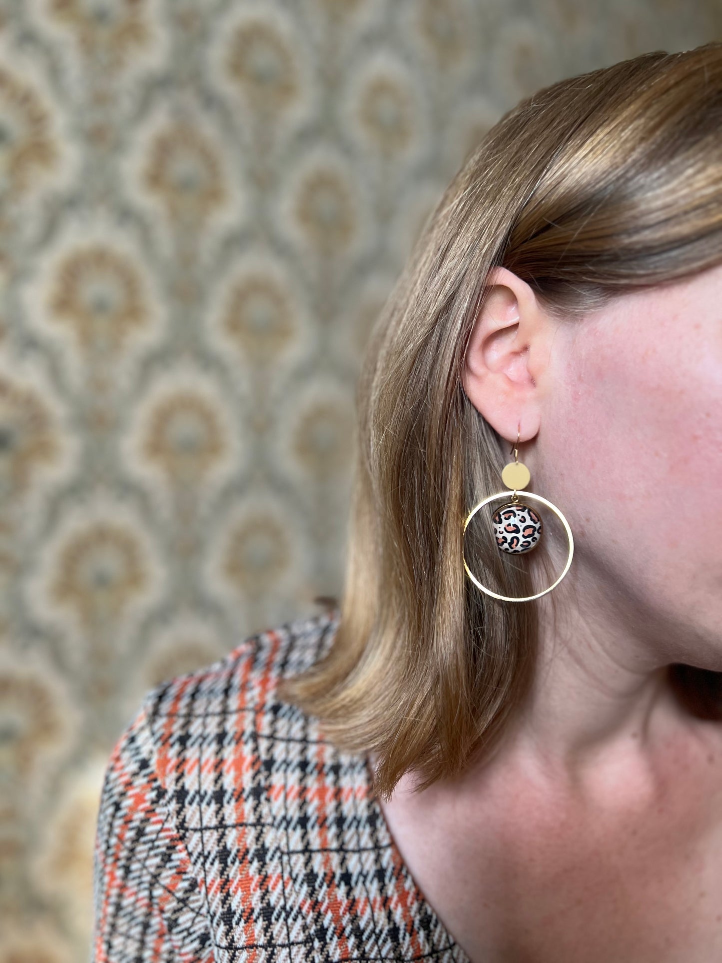 Leopard print silver/ Gold Hoop earrings