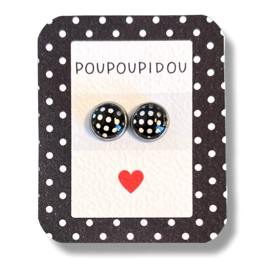 Black and White Polka Dot Kids Stud Earrings