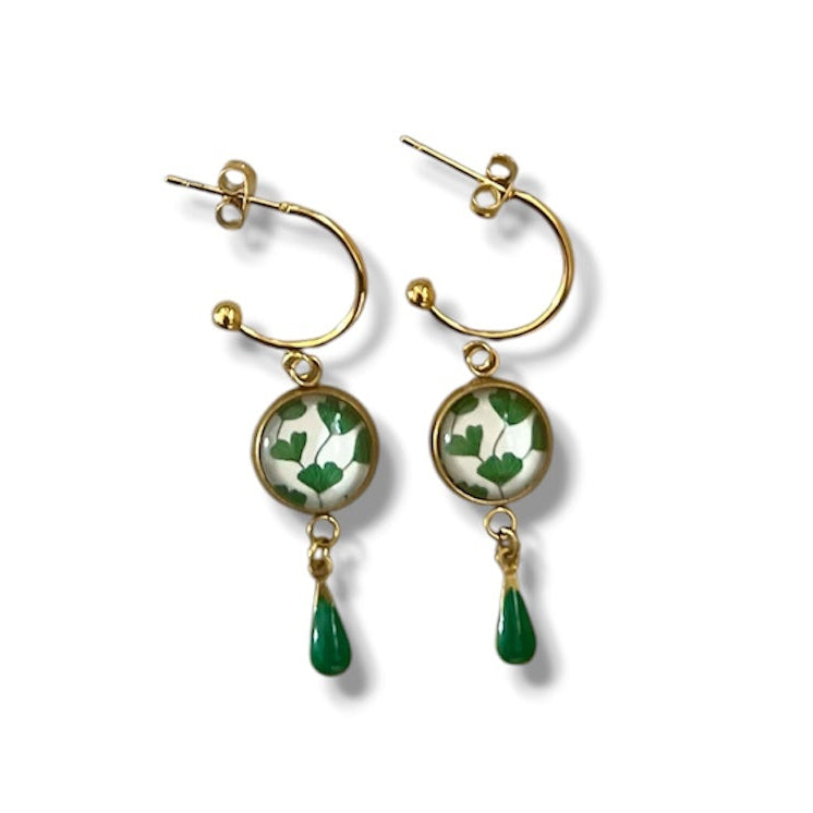 Orange and Green Mandala HOOP EARRINGS, golden or silver finish