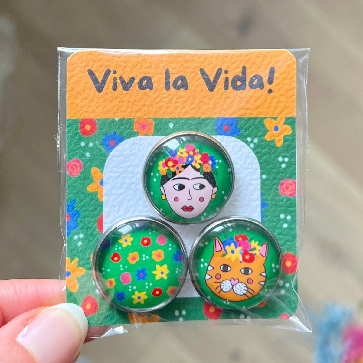 colorful bird pin badge