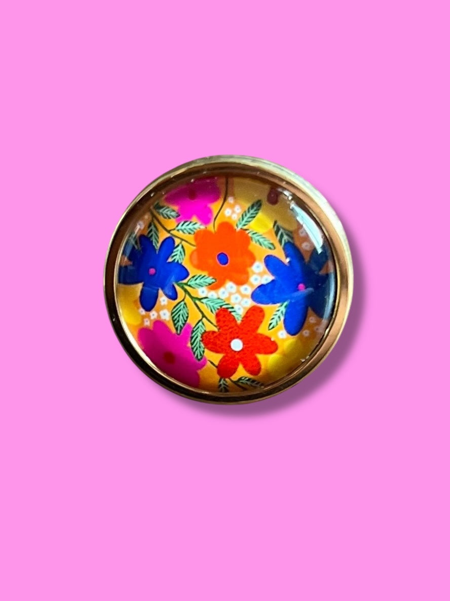 Colorful and yellow liberty Floral Ring, Golden or Silver Finish