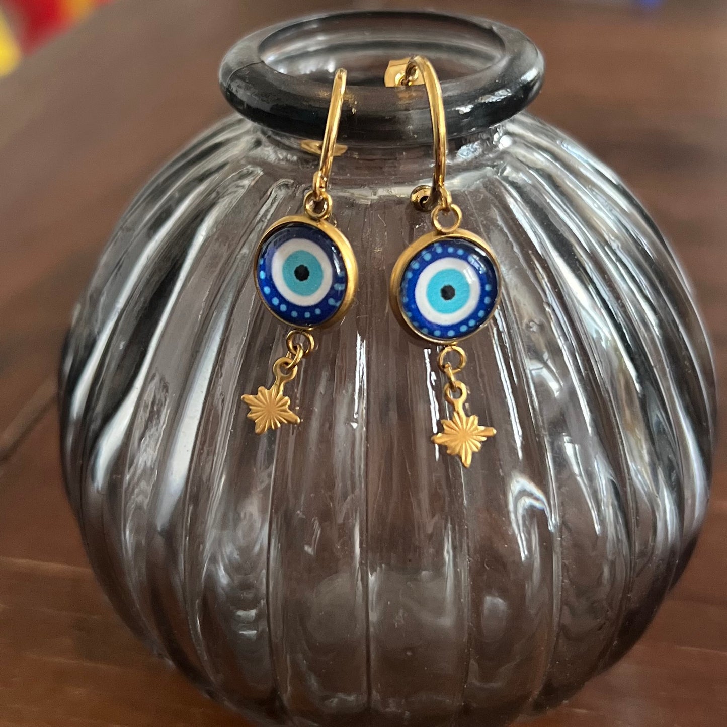 Evil eyes golden HOOP EARRINGS