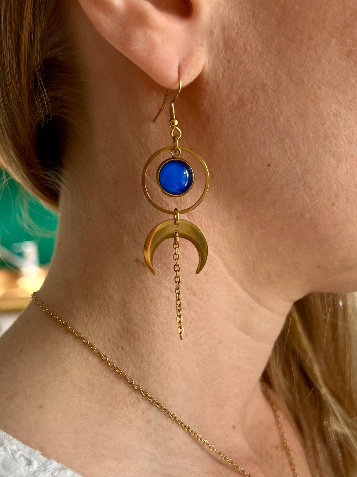 Blue moon mismatched Earrings 